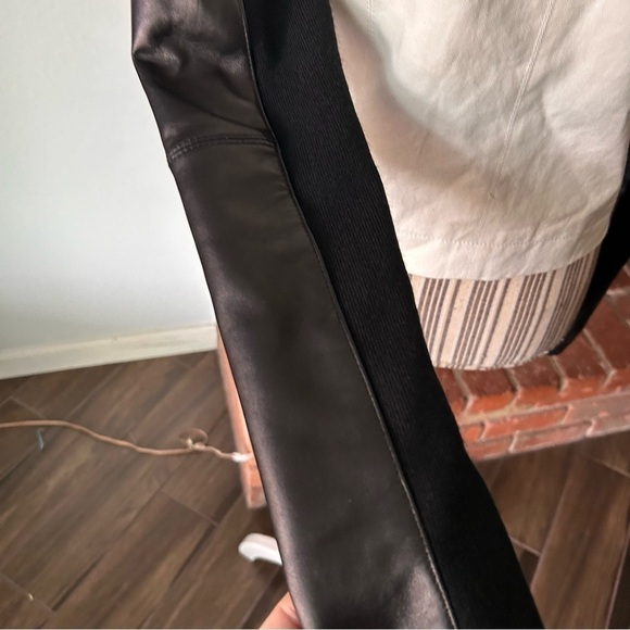 NWT Veda for Scoop NYC White Canvas Moto Jacket Leather Sleeves Sz S - Picture 6 of 10